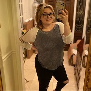 Forever 21 burnout baseball tee distressed